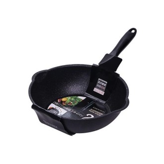 Thick Bottom Maifan Stone Household Small Frying Pan Non Stick Pan Deep Frying Pan, Color:26cm Black Without Cover