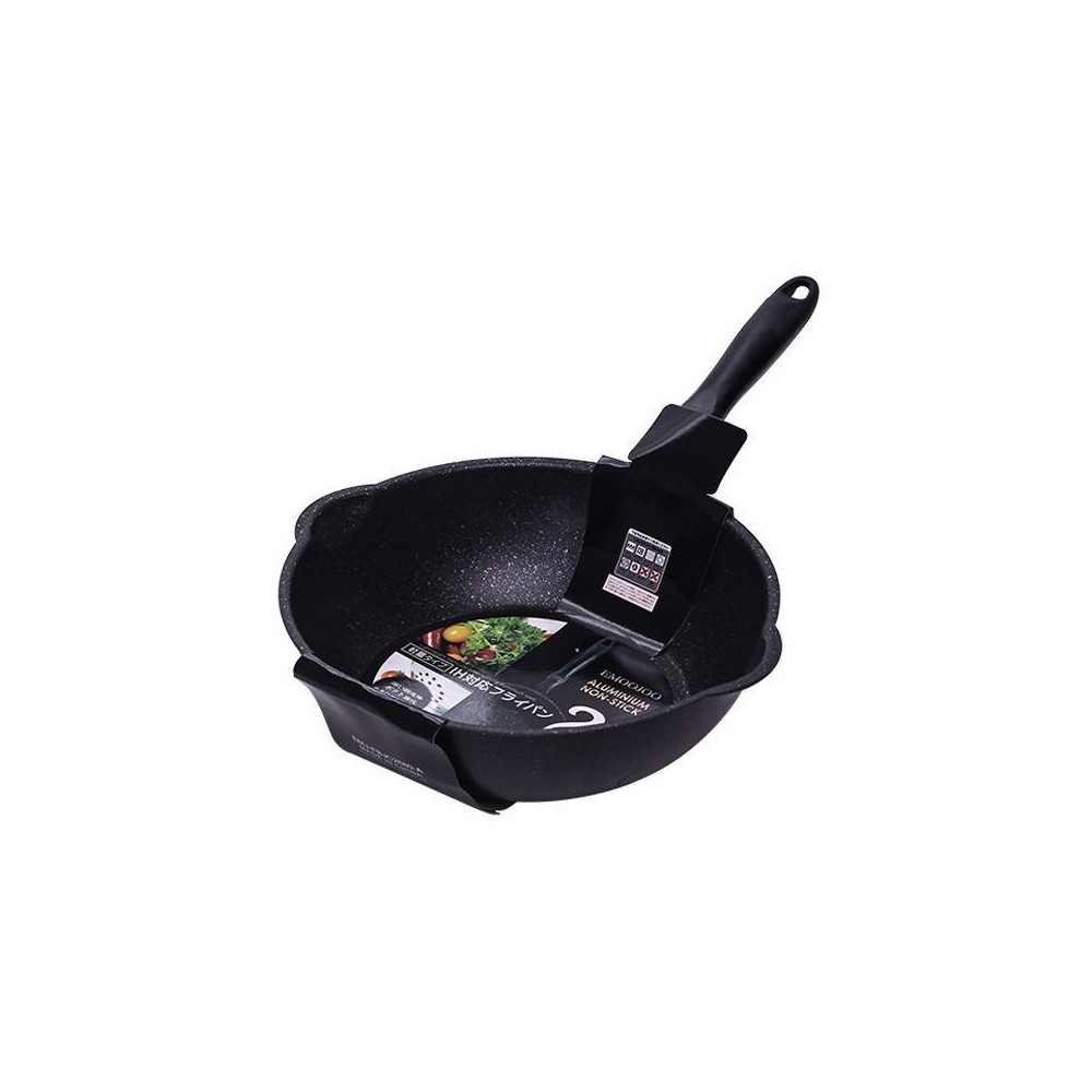 Thick Bottom Maifan Stone Household Small Frying Pan Non Stick Pan Deep Frying Pan, Color:26cm Black Without Cover