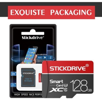 STICKDRIVE 128GB U3 White Line Red and Black TF(Micro SD) Memory Card