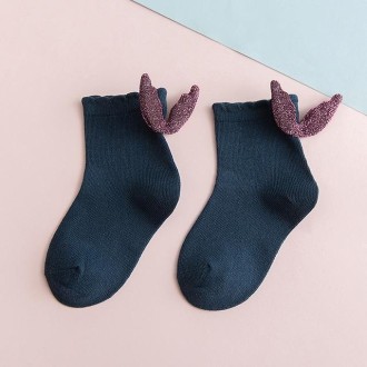 Girls Fashion Personality Wings Socks Baby Cotton Socks, Color:Dark blue(M)