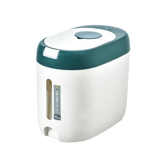 Kitchen Sealed Moisture Dust Proof Storage Rice Bucket, Color: Green 10kg