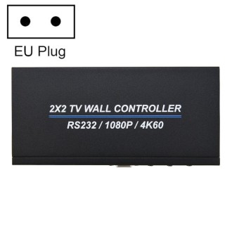 BT100 4K 60Hz 1080P 2 x 2 TV Wall Controller, Plug Type:EU Plug(Black)