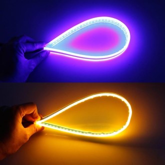 2 PCS 30cm DC12V 4.2W Ultra-thin Car Auto Double Colors Turn Lights / Running Lights, with LED SMD-2835 Lamp Beads (Turn Lights: