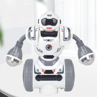 Intelligent Early Education Sound and Light Mechanical Robot Toys, Color: 3 Gray