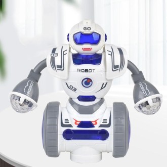 Intelligent Early Education Sound and Light Mechanical Robot Toys, Color: 3 Blue