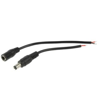 5.5 x 2.1mm DC Power Female Barrel to Male Barrel Connector Adaptor for LED Light Controller, Length: 20cm (Black)