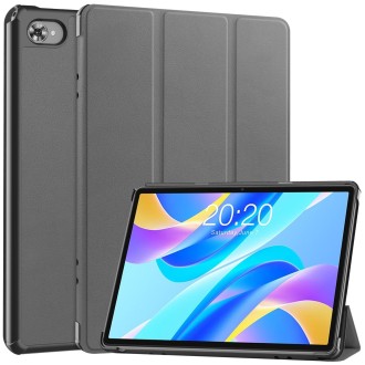 For Teclast M40 Plus Custer Pure Color 3-Fold Holder Leather Tablet Case(Grey)