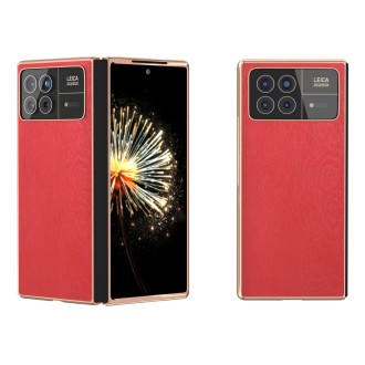 For Xiaomi Mix Fold 3 Nano Plating Wood Texture PU Phone Case(Red)