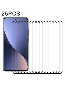 25 PCS 9H HD 3D Curved Edge Tempered Glass Film For Xiaomi 12X / 12(Black)
