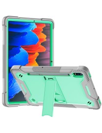 For Samsung Galaxy Tab S8 / Galaxy Tab S7 Silicone + PC Shockproof Protective Case with Holder(Gray + Green)