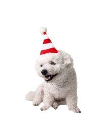 Western Red and White Striped Pet Dog Christmas Hat, Comfortable Children Dressing Up Christmas Hat(Red)