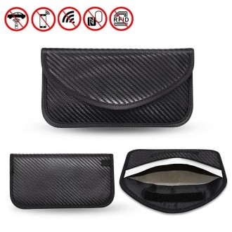 Carbon Fiber Signal Shielding Bag Radiation-proof RFID Phone Key Bag 20 x 10cm(Black)