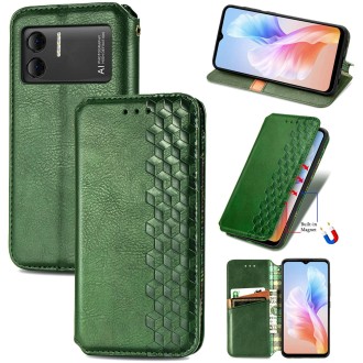 For DOOGEE X98 Pro / X98 Cubic Grid Pressed Magnetic Leather Phone Case(Green)