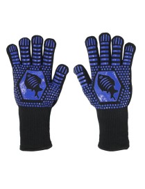 1pair High Temperature Resistant Silicone BBQ Gloves  Anti-Scalding Gloves(Fish Bone Blue)