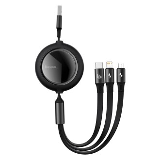 Baseus CAMLC-MJ05 66W USB to 8 Pin + Micro USB + USB-C / Type-C Bright Mirror One-for-three Retractable Data Cable, Cable Length