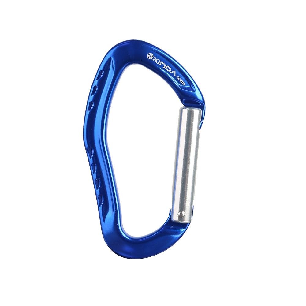 XINDA  22KN Rock Climbing  Straight Quickdraw Spring-loaded Gate Buckle Aluminum Carabiner(Blue)