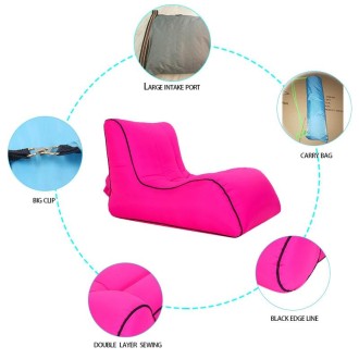 BB1803 Foldable Portable Inflatable Sofa Single Outdoor Inflatable Seat, Size: 70 x 60 x 55cm(Rose Red)