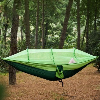 Outdoor Park Leisure Hammock Wild Camping Thickened Hammock With Mosquito Nets(Dark Green)