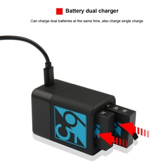 Dual Batteries Charger with USB-C / Type-C Cable for GoPro HERO6 /5