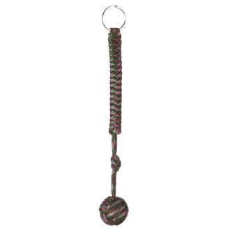 Outdoor Security Protection Black Monkey Fist Steel Ball Bearing Self Defense Lanyard Survival Key Chain(Camouflage Green1)