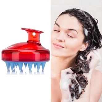 Silicone Head Scalp Massage Brush Hair Washing Scalp Cleanse Comb(Translucent Red)