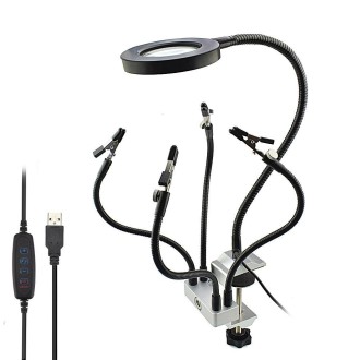 LED Lamp Magnifying Glass 360-Degree Adjustable Welding Table(SN5USB)