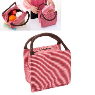 Multifunctional Thicken Stripe Cloth Lunchbox Bag Handbag Lunch Heat Preservation Cold Insulation Bag Storage Bag, Size: 23x17x1