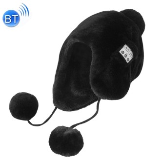 Bluetooth Warm Plush Hat, Supports Phone Answering & Bluetooth Photo Taking & Music Playing (Black)