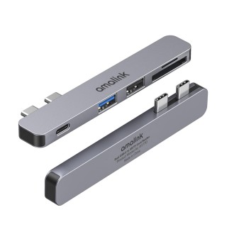 amalink 9177D Dual Type-C / USB-C to SD/TF Card Reader(Grey)