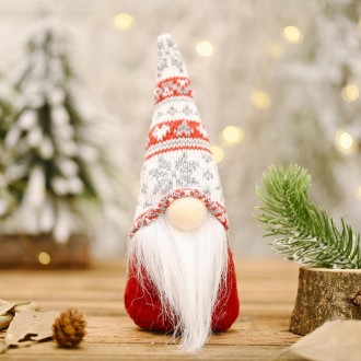 Christmas Decoration Snowflake Knitted Hat Forest Elderly Doll Decoration(C)