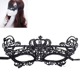 Halloween Masquerade Party Dance Sexy Lady Lace Crown Mask(Black)