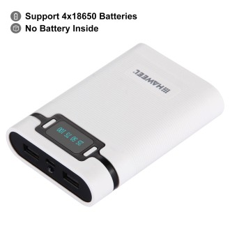 HAWEEL DIY 4 x 18650 Battery (Not Included) 10000mAh Power Bank Shell Box with 2 x USB Output & Display for iPhone, Galaxy, Sony