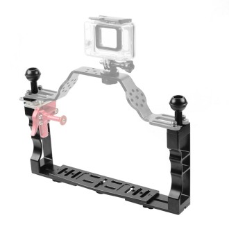 PULUZ Adjustable Diving Dual Hand-held CNC Aluminum Lamp Arm Holder for Diving Underwater Photography System, Upgrade Version