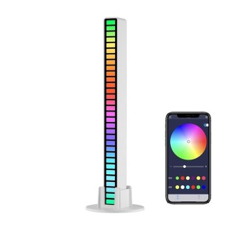 RGB Sound-controlled Rhythmic Response Lights Music Ambient LED Pick-up Lights Plug-in(16 Light+APP White)