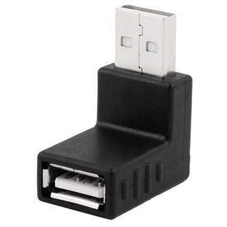 USB 2.0 AM to AF Adapter with 90 Degree Angle(Black)