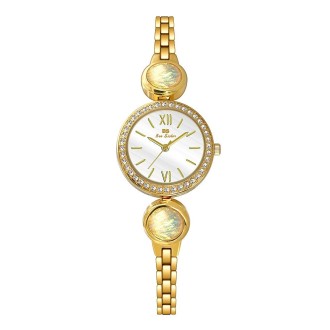 BS Bee Sister FA1649 Retro Malachite Small Green Watch Temperament Ladies Watch(Golden White)