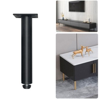 Metal Furniture Support Legs with Adjustment Pad, Height: 13.5cm(Matte Black)