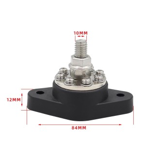 3/8 inch M10 RV Yacht 8-way Terminal Stud with 2 M5x20 Screws(Black)