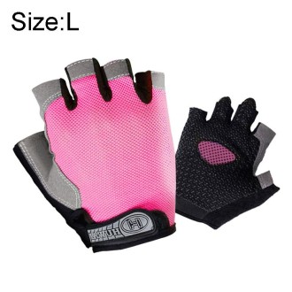 Summer Men Women Fitness Gloves Gym Weight Lifting Cycling Yoga Training Thin Breathable Antiskid Half Finger Gloves, Size:L(Pin