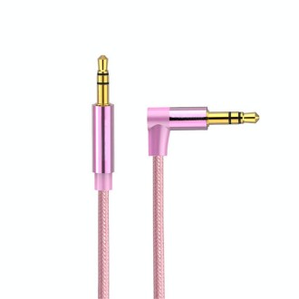 AV01 3.5mm Male to Male Elbow Audio Cable, Length: 3m (Rose Gold)