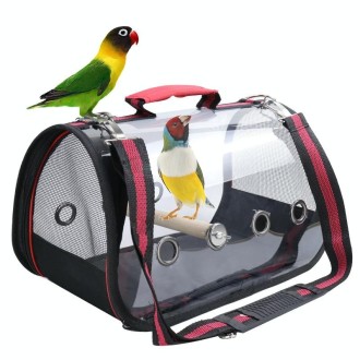 Transparent Ventilation With Wooden Standing Stick Bird Cage Small Pet Out Bag, Specification: S