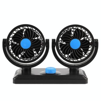 Car Fan Portable Mini Adjustable Car Double-Headed Electric Fan, Colour: Blue 12V Cigarette Lighter