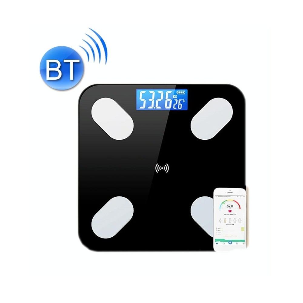 Smart Bluetooth Weight Scale Home Body Fat Measurement Health Scale Battery Model(Black True Class)