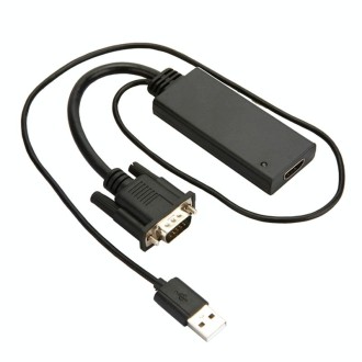 HD55Y VGA To HDMI Adapter Cable VGA+USB To HD 1080P Converter With Power Supply(Black)