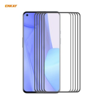 For OnePlus 9R 5 PCS ENKAY Hat-Prince Anti-drop Full Glue Tempered Glass Full Screen Film Anti-fall Protector