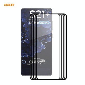 For Samsung Galaxy S21+ 5G 5pcs ENKAY Hat-Prince Full Glue 0.26mm 9H 2.5D Tempered Glass Full Coverage Film Support Fingerprint 