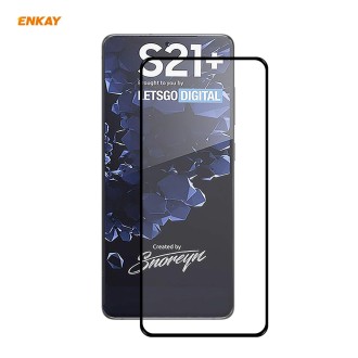 For Samsung Galaxy S21+ 5G 1pc ENKAY Hat-Prince Full Glue 0.26mm 9H 2.5D Tempered Glass Full Coverage Film Support Fingerprint U