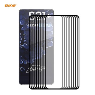 For Samsung Galaxy S21+ 5G 10pcs ENKAY Hat-Prince Full Glue 0.26mm 9H 2.5D Tempered Glass Full Coverage Film Support Fingerprint