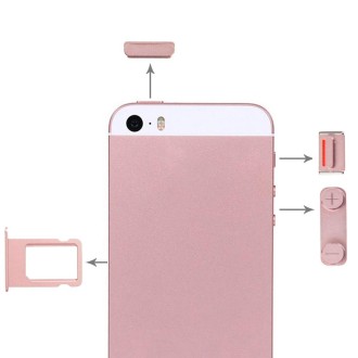 Side Buttons + SIM Card Tray for iPhone SE(Rose Gold)