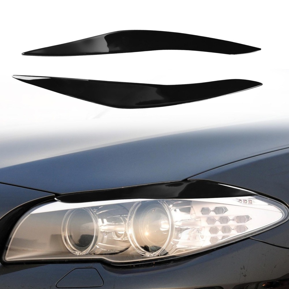 Pair Car Lamp Eyebrow Soft Decorative Sticker for BMW 5 Series F10 2010-2013(Black)